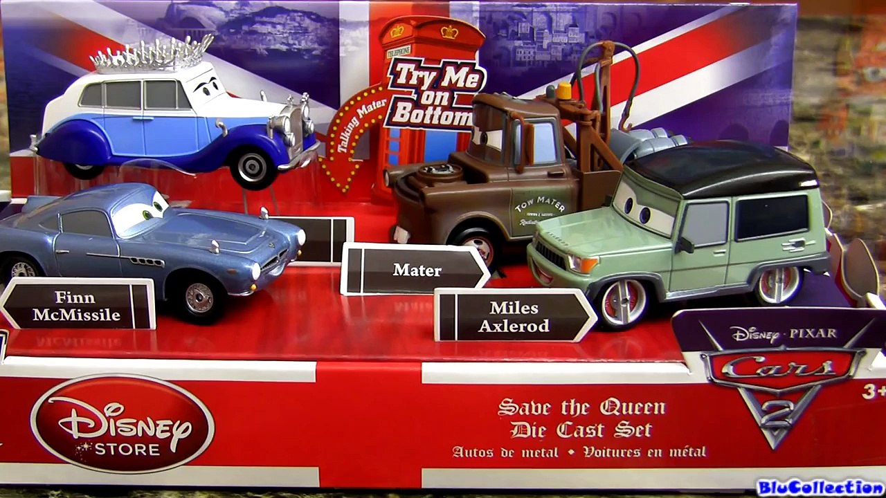 Cars 2 Save The Queen Disney store Diecast Set 4-pack Talking Mater with rocket-pack Blucollection