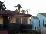 2 Idiots jump off roof onto table!