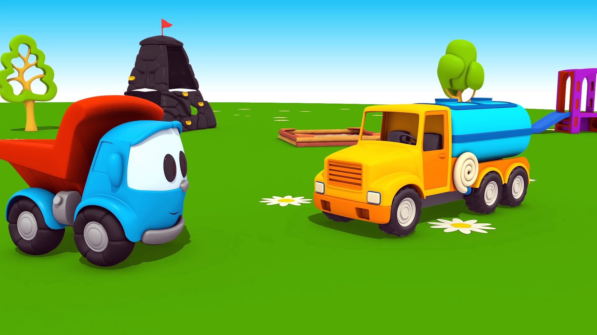 Грузовичок лева строит дом