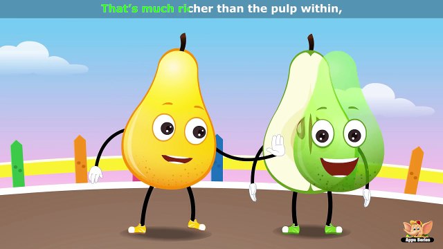 Pear Fruit Rhyme for Children, Pear Cartoon Fruits Song for Kids