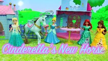 Disney Princess MagiCip Doll Party ❤ Barbie Cleans Cinderellas Horse Poop with Frozen & A