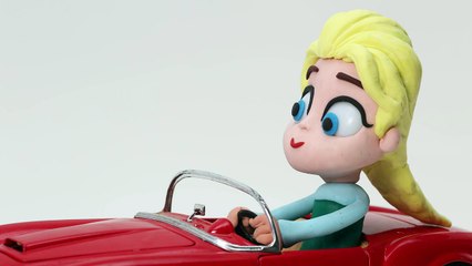 Disney Frozen DONT DRIVE AND TEXT Play doh Stop Motion Toy Cars Animation