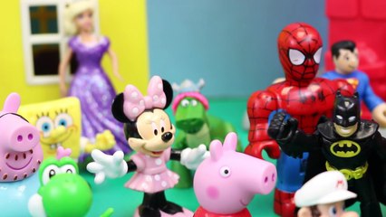 Mickey Mouse Clubhouse with Batman and Spiderman with Hulk and Disney Frozen Elsa in RC Ca