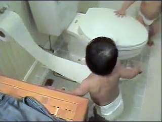 twins trashing the bathroom