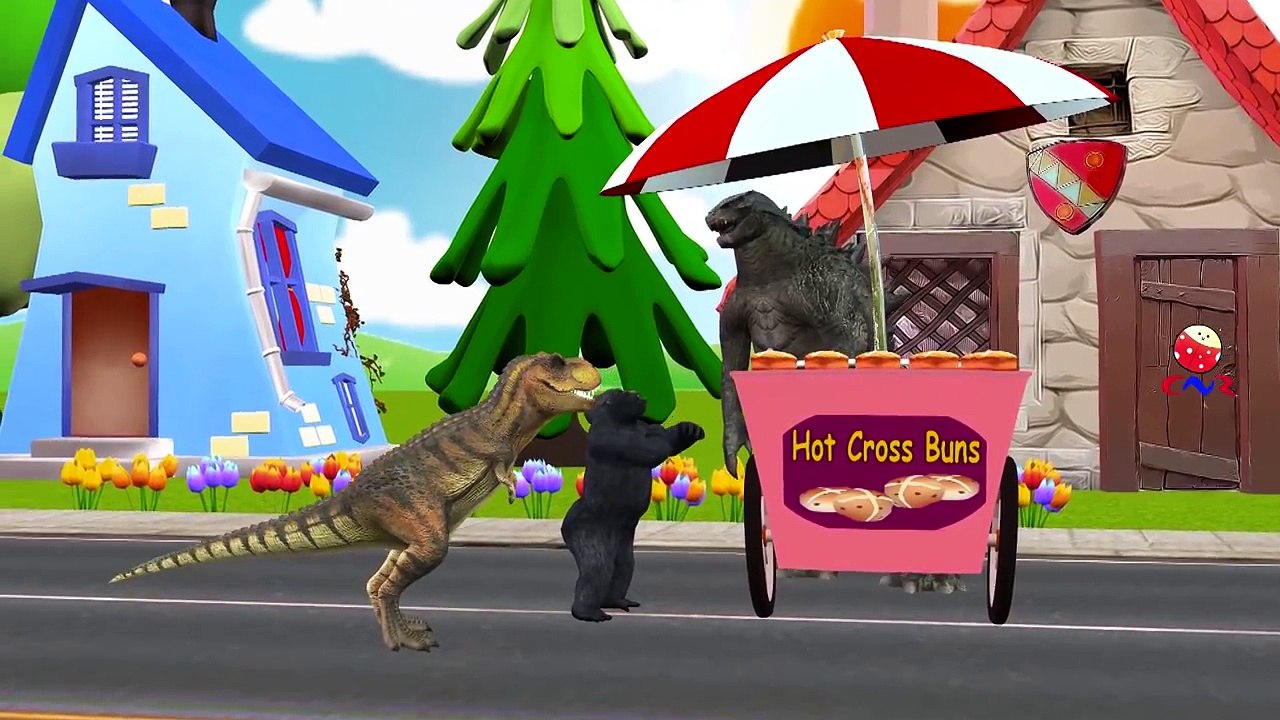 Godzilla Cartoon Dancing And Singing Finger Family Children Nursery Rhymes And Hot Cross B