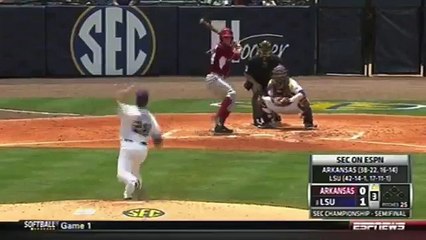 Guy takes a baseball to the face, teammate catches it for the out