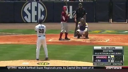 Guy takes a baseball to the face, teammate catches it for the out