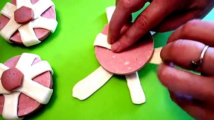 Украшения из теста и колбасы! Decoration of dough and sausages!
