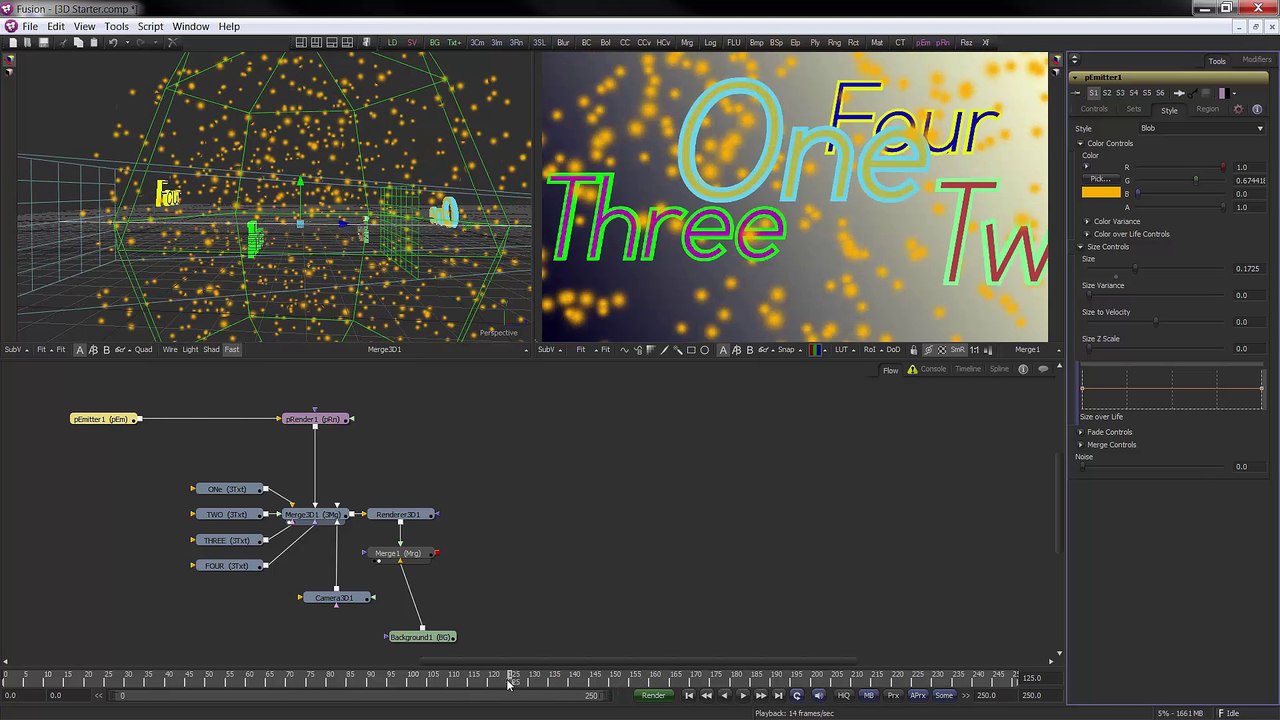 Blackmagic Fusion Basics - A Basic 3D Scene - Pt 4/5 - Particles