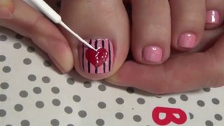 Striped heart beautiful hand painted nail art cute simple - simple quick easy nail art designs cute toe toenail for Beginners - Video Dailymotion
