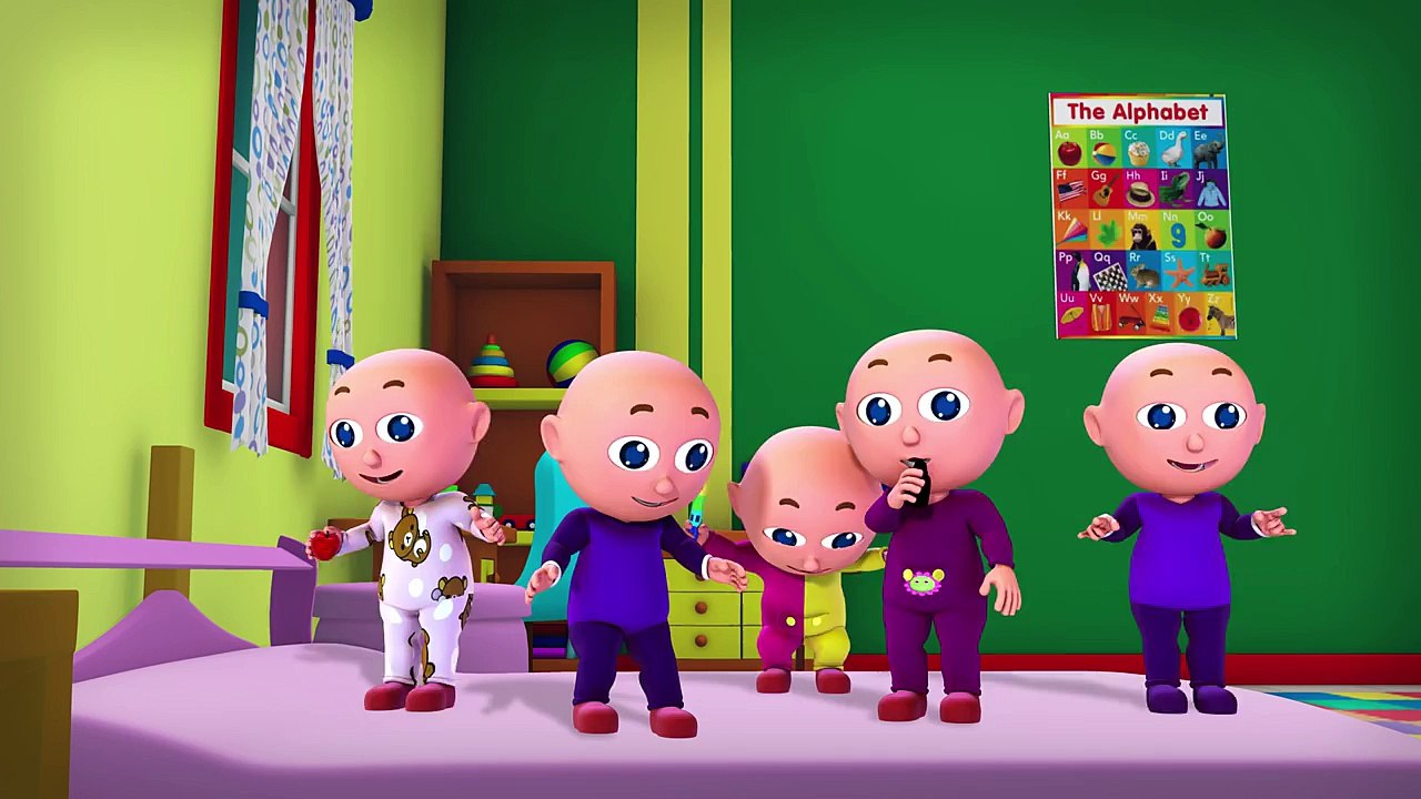 Five Little Babies Jumping On The Bed Rhyme for Kids