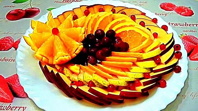 Цветок из апельсина! Flower of orange! Украшения из фруктов! Decoration of fruit!
