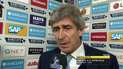 Man City 4-0 Aston Villa: Manuel Pellegrini says patience key to victory