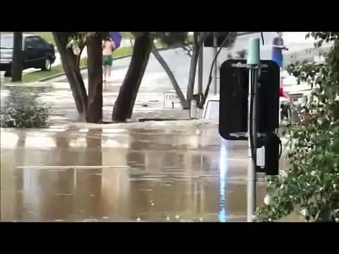 Fire brigade truck in flood