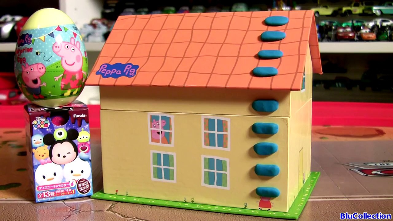 George Pig Falls of Roof Peppas House - Surprise Peppa Pig Music Box DisneyTsumTsum ChupaChups Eggs