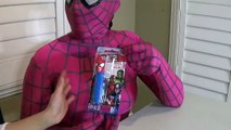 PINK SPIDERGIRL & FROZEN ELSA GUMMY JOKER TONGUE GIANT CHUPPA CHUPS SUPERHERO IN REAL LIFE