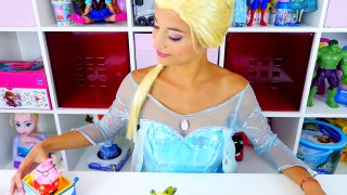 Frozen Elsa Disney in Real Life open Peppa Pig Picnic Basket toy unboxing