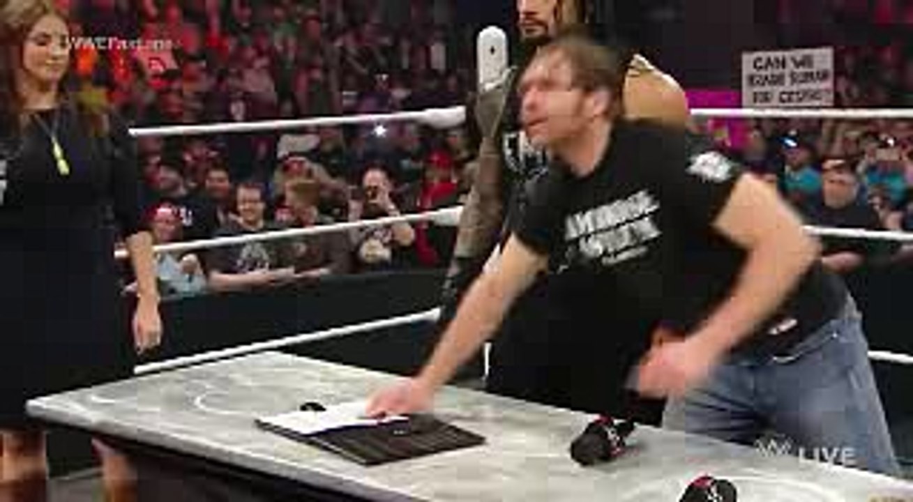 Dean Ambrose confronts Brock Lesnar during their WWE Fastlane contract signing  Raw, Feb