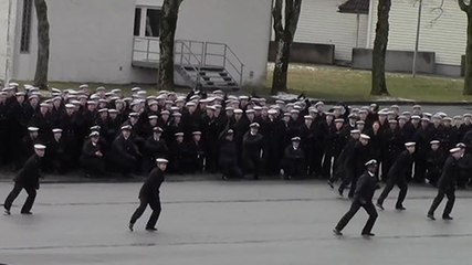 Norwegian Navy cadets break formation to perform 'Uptown Funk' flash mob
