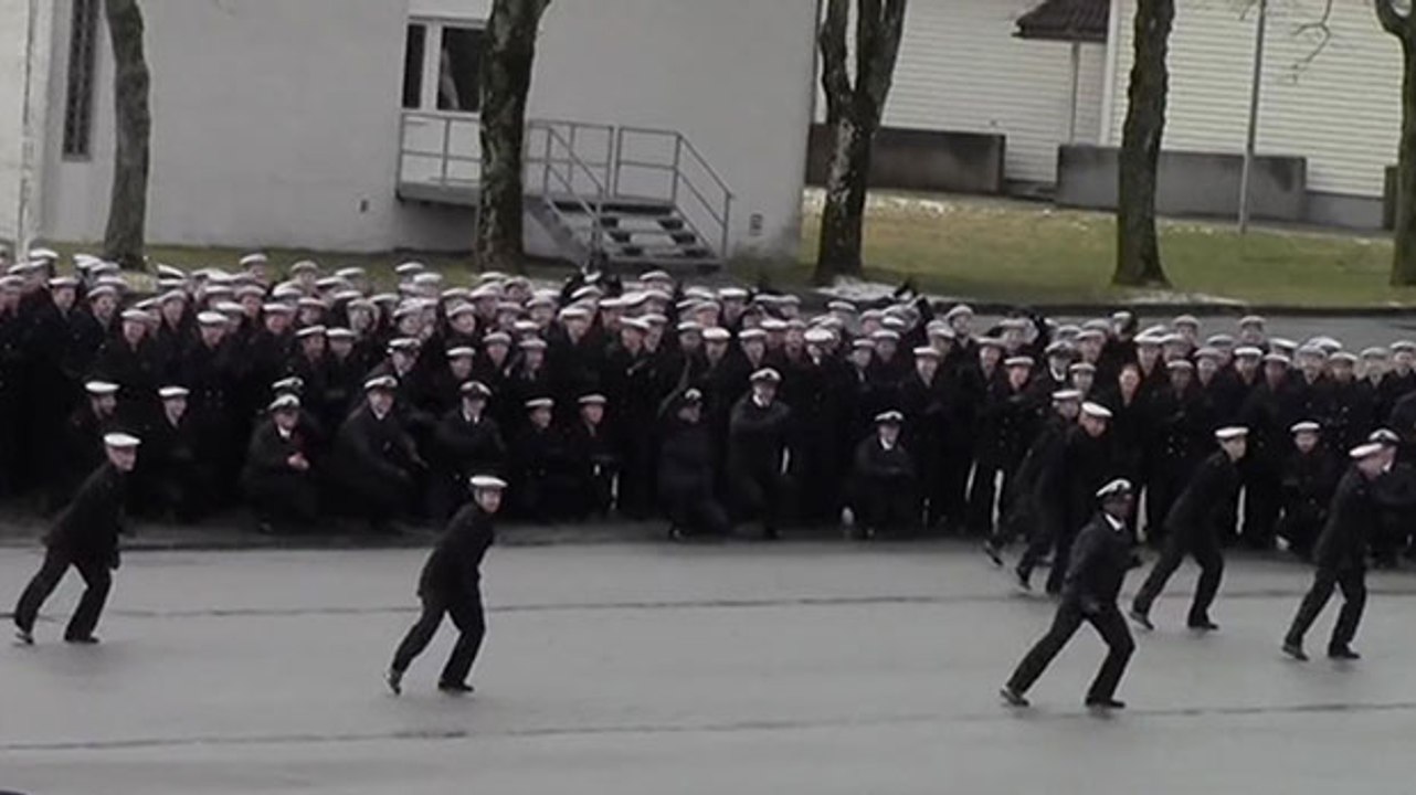 Norwegian Navy cadets break formation to perform 'Uptown Funk' flash mob