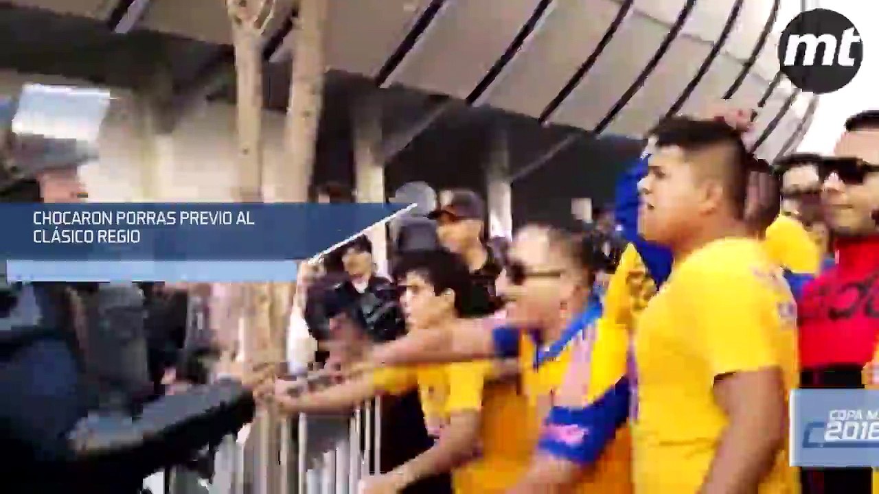 Chocaron porras previo al Clásico Regio