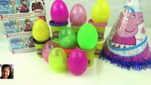 DISNEY FROZEN SURPRISE EGGS !!! Kinder peppa pig en español Elsa Anna Play doh | P