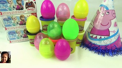 DISNEY FROZEN SURPRISE EGGS !!! Kinder peppa pig en español Elsa Anna Play doh | P