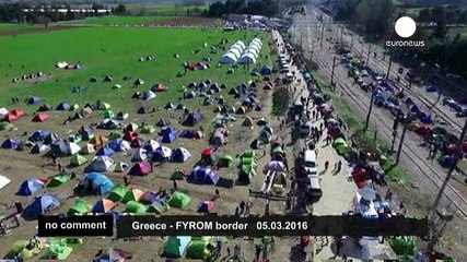 Drone footage of migrants stuck at Greece border
