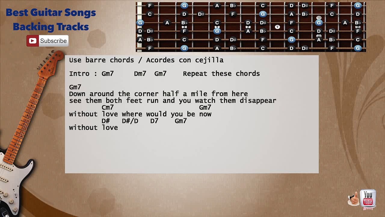 Long Train Runnin' - Doobie Brothers Guitar Backing Track with scale, chords and lyrics