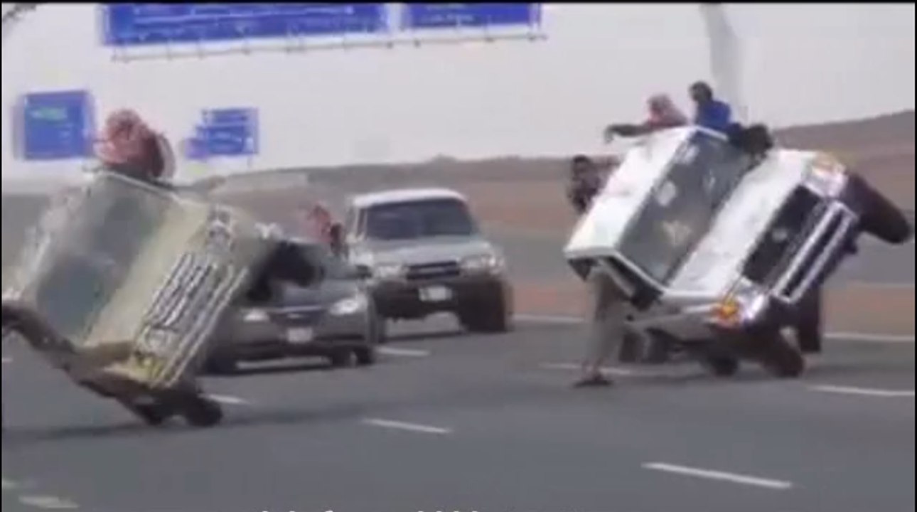 Taxi One wheeling  in Dubai
