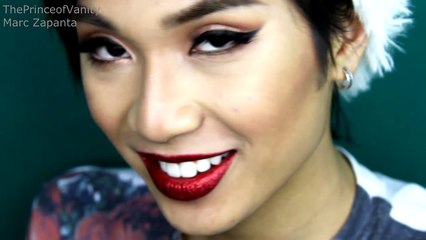 Red Glitter Lips Christmas Makeup Tutorial 10