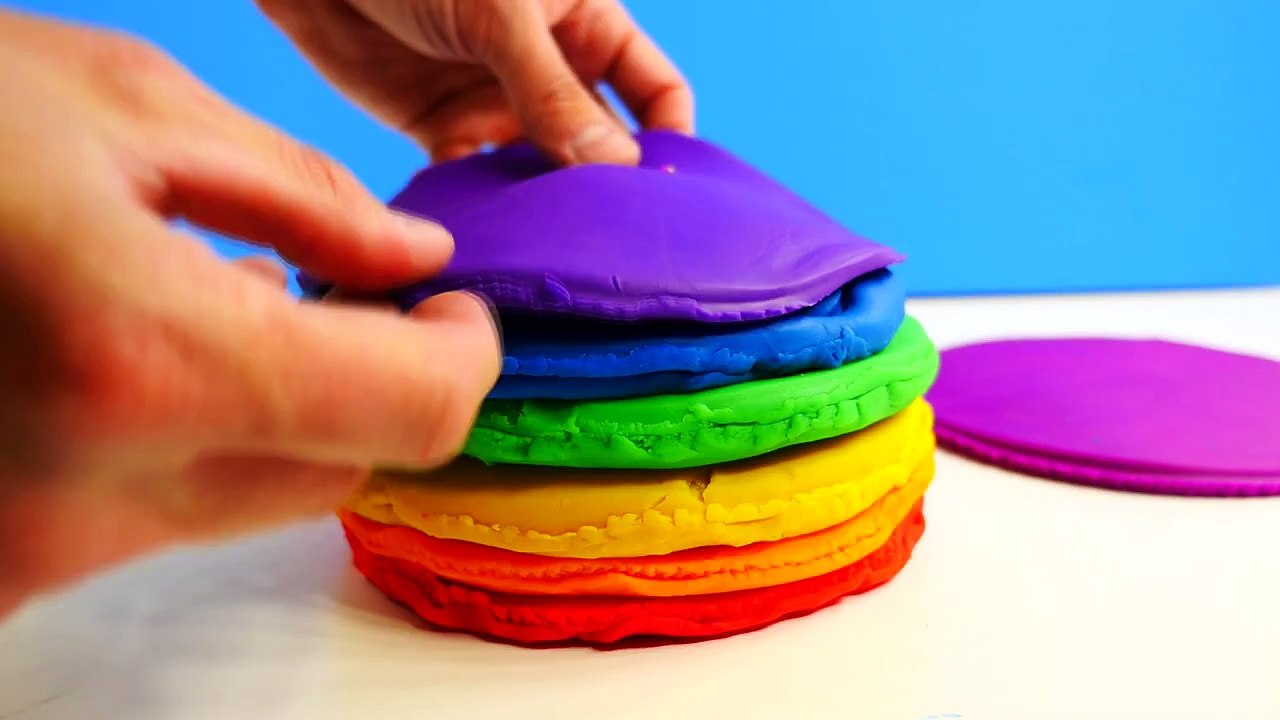 How To Make Playdough Kinder Surprise Egg Rainbow Cake - DIY Play Doh Cake with Toys