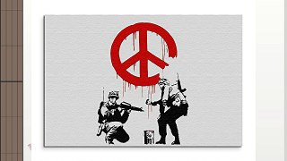 120 x 80 cm Lienzo Banksy_Peace_ modelo cuadro imagen sobre lienzo de gran calidad como cuadro