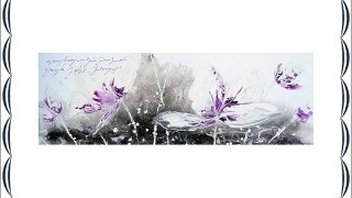 pintura original flores nevadas