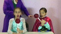 FROZEN ELSA GUMMY JOKER TONGUE & GIANT CHUPPA CHUPS & ANNA SUPERHERO KIDS IN REAL LIFE