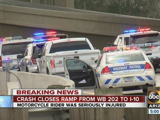 Motorcyclist badly hurt in crash