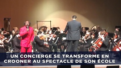 Un concierge se transforme en crooner au spectacle de son école