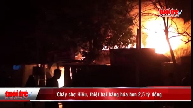 Cháy chợ Hiếu ở Nghệ An, thiệt hại hàng hóa hơn 2,5 tỷ đồng