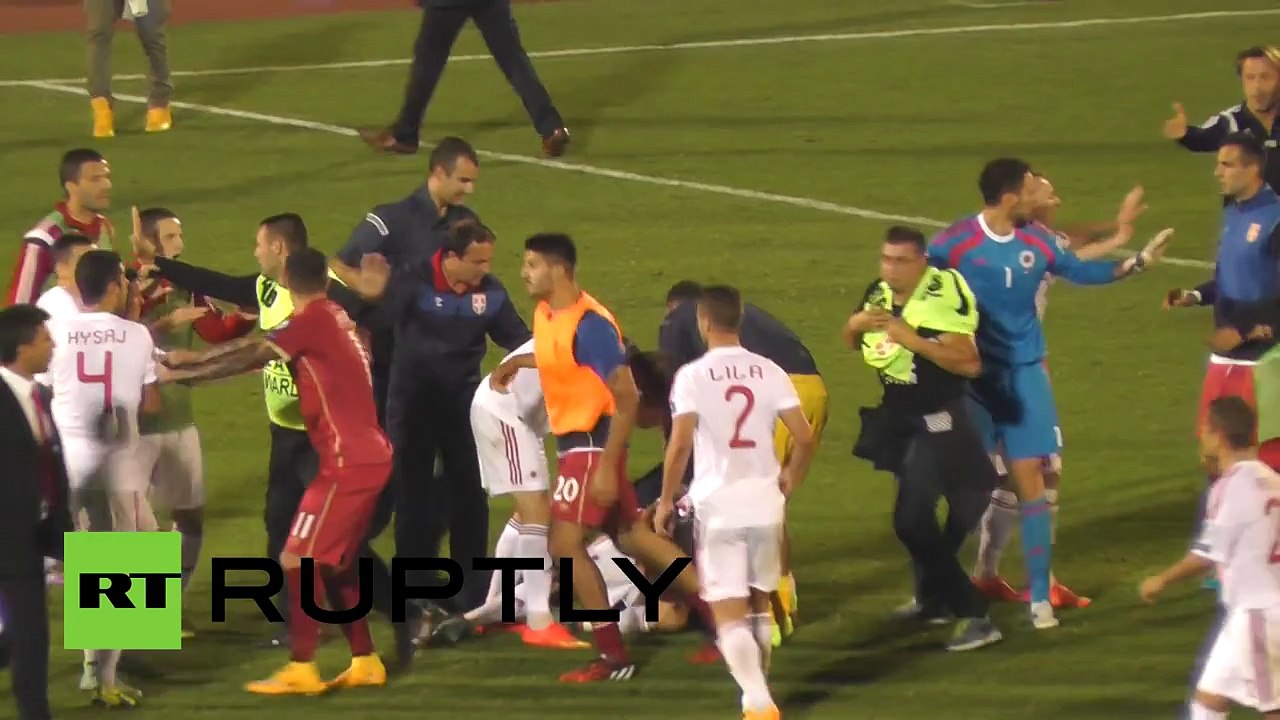 Serbia v Albania football abandoned over drone flag stunt fury