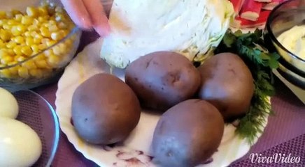Салат из крабовых палочек,капусты и кукурузы!