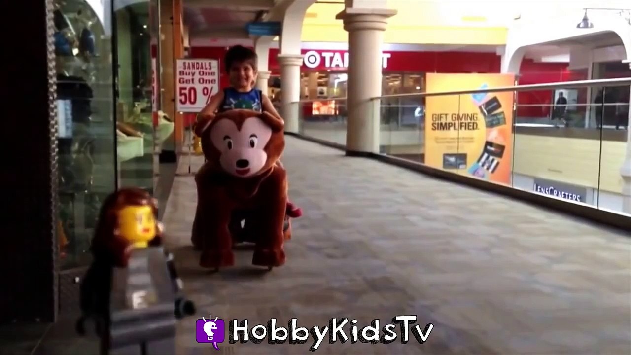 Mall Ride-On Animals! Motorized Carts Driving Around with Trixie by HobbyKidsTV