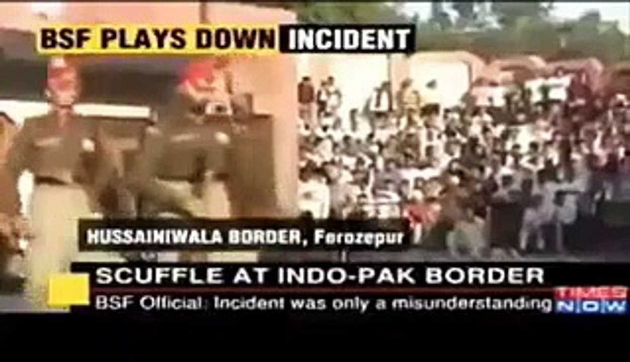Wahga border parade fight Indian soldiers start fight with Pakistani soldiers on border - Exclusive video