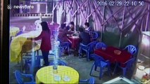 Out of control car plows into restaurant