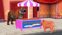 Tiger Cartoons Hot Cross Buns Nursery Rhymes For Children | Tiger Hot Cross Buns Rhymes