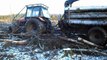 Belarus Mtz 1025 forestry tractor + Palms 840 in wet forest