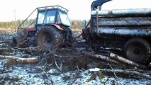 Belarus Mtz 1025 forestry tractor   Palms 840 in wet forest