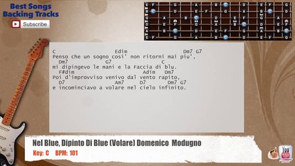 Nel Blue, Dipinto Di Blue (Volare) - Domenico Modugno Guitar Backing Track with chords and lyrics