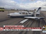 Small plane makes belly landing in Tucson