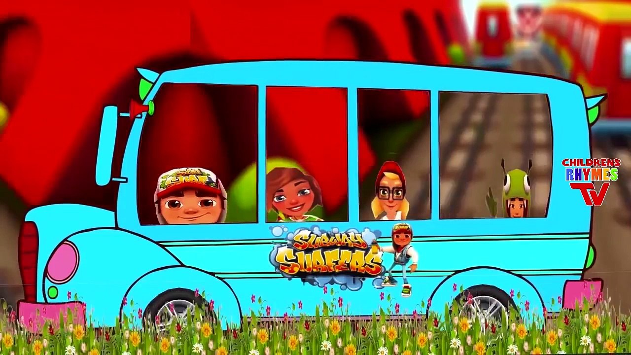 Finger Family Subway Surfers Cheats Cartoons | Wheels On The Bus Go Round and Round Nursery Rhymes