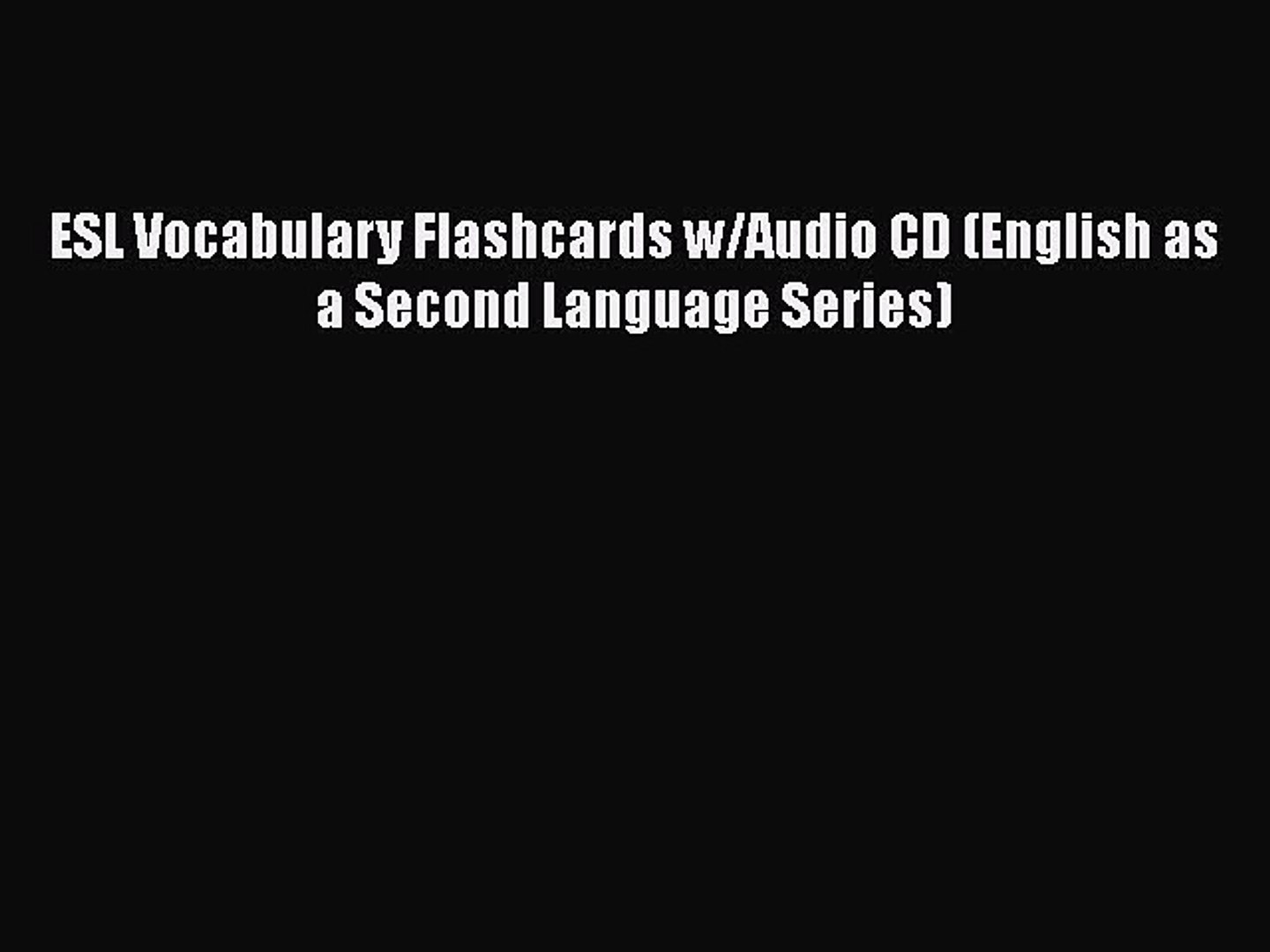 Pdf Esl Vocabulary Flashcards W Audio Cd English As A Second